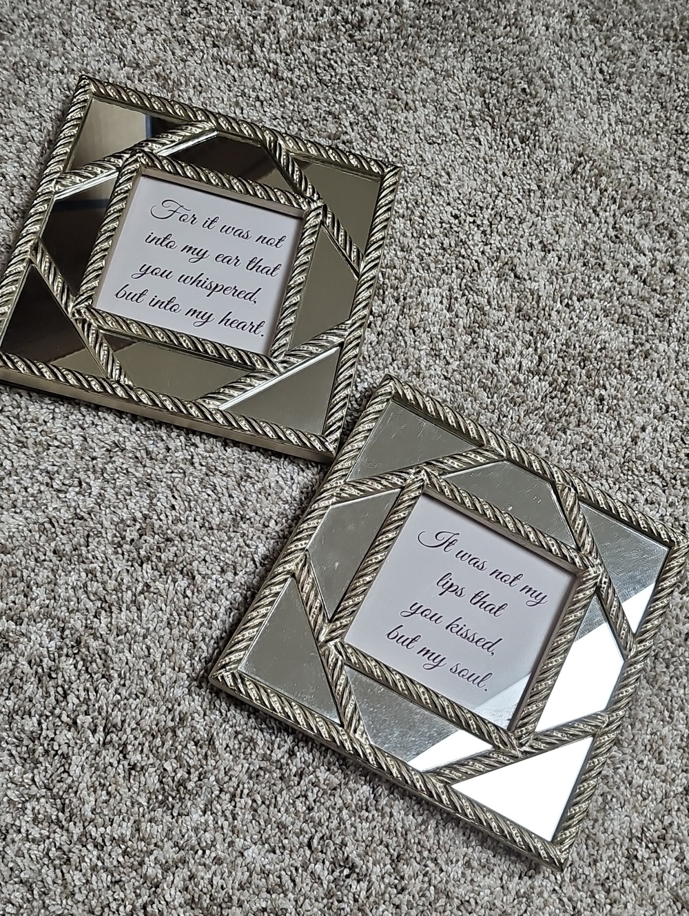 Silver Mirrored Rope-Trim Picture Frames - Set of 2